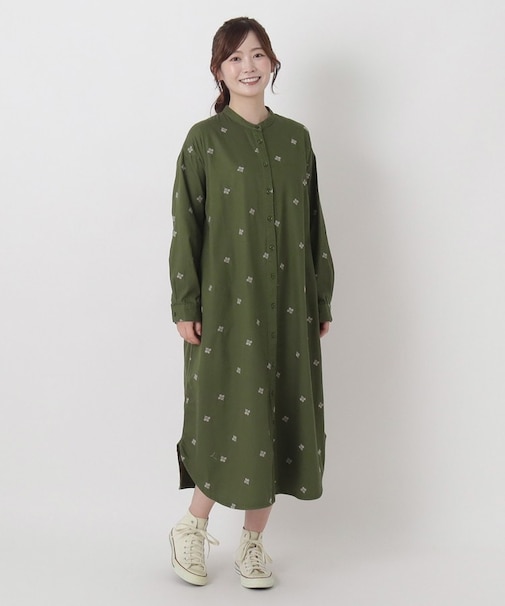 ツイル&デニム 配色刺繍ワンピース