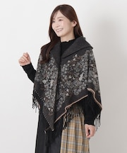 【あったか】ネコ リバーシブルギャザーケープ