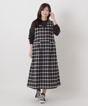 フランネルチェック柄ノースリーブワンピース