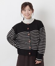 アクリル パネルボーダーニットカーディガン