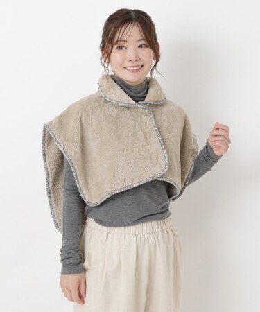 【あったか】ルボア 花柄パイピング肩ケープ