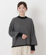 コットンニットハイネック袖ボリュームプルオーバー