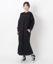 配色ステッチ ロングワンピース
