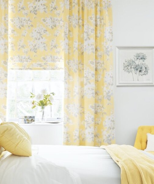 【アップルブロッサム/防炎/遮光/遮熱/洗える】プリントカーテン W100×H200cm