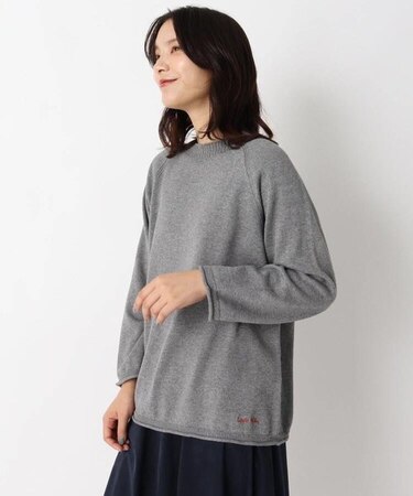 カシミヤコットン ラウンドネック8分袖プルオーバー