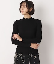 【洗える】裏起毛メローエッジハイネックリブTシャツ