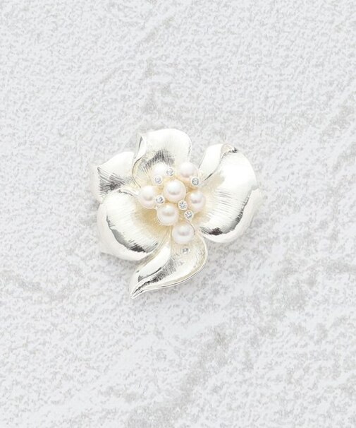 淡水パール フラワーブローチ