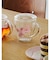 クチュール ローズ柄 耐熱ガラス蓋つきマグ（茶漉し付き）