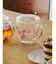クチュール ローズ柄 耐熱ガラス蓋つきマグ（茶漉し付き）