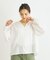 【インドコットン/インド生産】ライン刺繍ギャザーブラウス