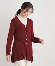 【ウール混】バックリボン ロングカーデ