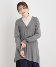 【ウール混】バックリボン ロングカーデ