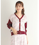 【Lサイズあり／3colors／同柄アイテムあり】ポリントン ローゼズ柄 パネルニットカーディガン