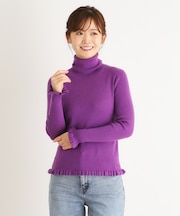 リブタートルフリルニット