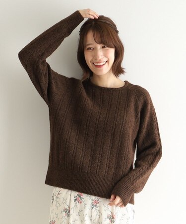 【モヘヤ混／透かし編み／4colors】プルオーバーニット