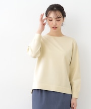 【スリット入り】コットンカシミヤ クルーネックニット