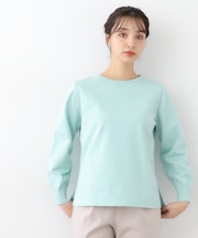 【スリット入り】コットンカシミヤ クルーネックニット