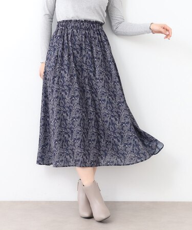 【同柄アイテムあり】ナンテール柄 シフォンフレアスカート