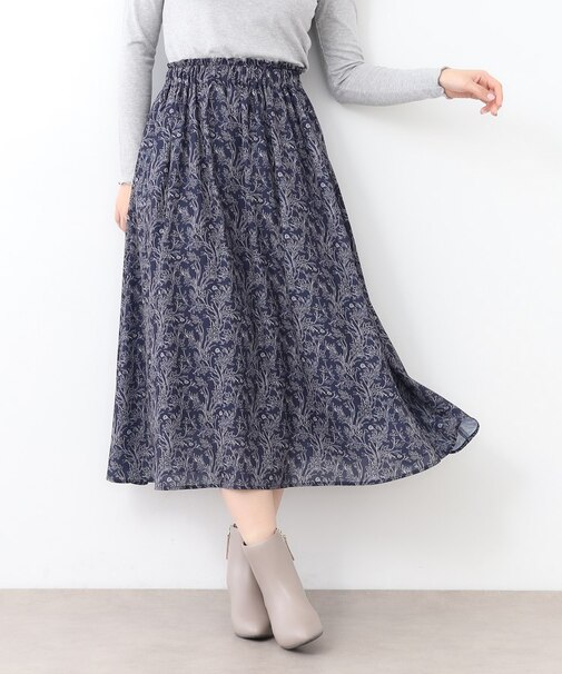 【同柄アイテムあり】ナンテール柄 シフォンフレアスカート