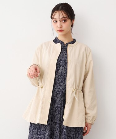 【ウエスト調整可】ナイロン ノーカラーブルゾン