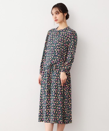 【ジャージ素材／洗える／同柄アイテムあり】ポリアンサス柄ワンピース