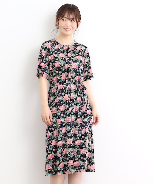 【洗える／ジャージ素材／同柄アイテムあり】シャーボーン柄ワンピース