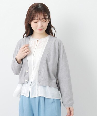 【コットン100%/日本製/ワンマイルウエア】鹿の子Vネックカーディガン