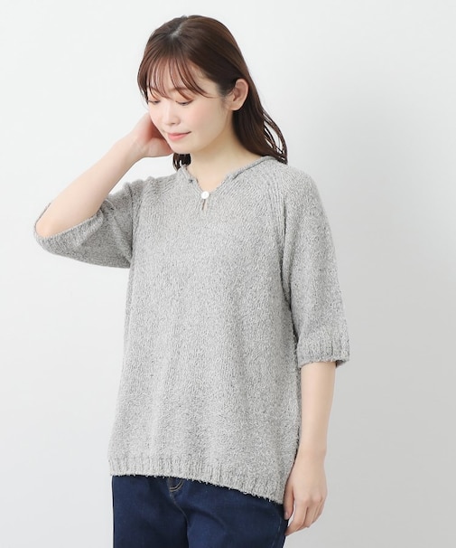 【限定店舗展開/日本製/ワンマイルウエア】シルクネップ混 半袖プルオーバー