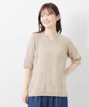 【限定店舗展開/日本製/ワンマイルウエア】シルクネップ混 半袖プルオーバー