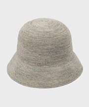 【日差し対策におすすめ！クラウンやや深め】細編みラフィア バケットハット