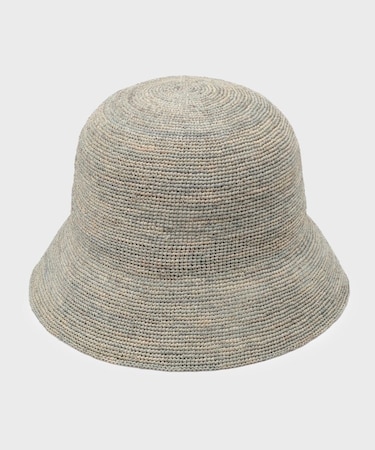 【日差し対策におすすめ！クラウンやや深め】細編みラフィア バケットハット