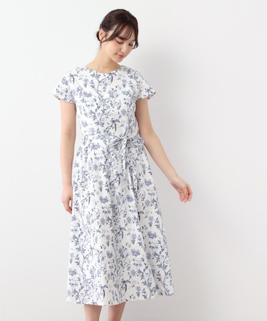 【WEB限定カラーあり／コットン100％】サマーパレス柄 タイプライターワンピース