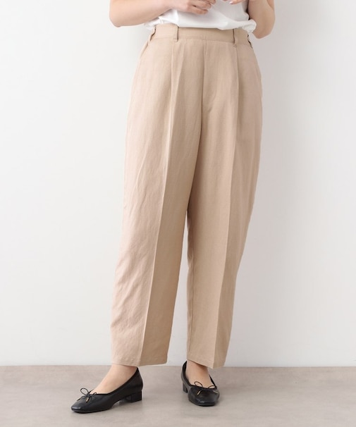 【リネン混素材/タックあり】きれい見えトラウザー