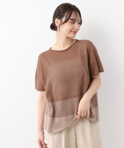 【日本製】ツムギ 裾ボーダー半袖プルオーバー