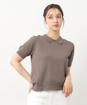 【UVカット／洗える】衿付きサマーニット