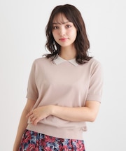 【UVカット／洗える】衿付きサマーニット