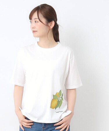 【接触冷感/UVカット／コットン100％】レモン グローブ柄 Tシャツ