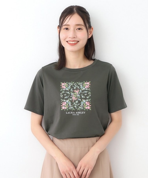 【STORY掲載！/接触冷感/コットン100％／3colors】エラビー スカーフ柄 Tシャツ