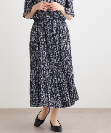 【ウエストゴム／同柄アイテムあり】アイロンワーク スクロール柄 スカート