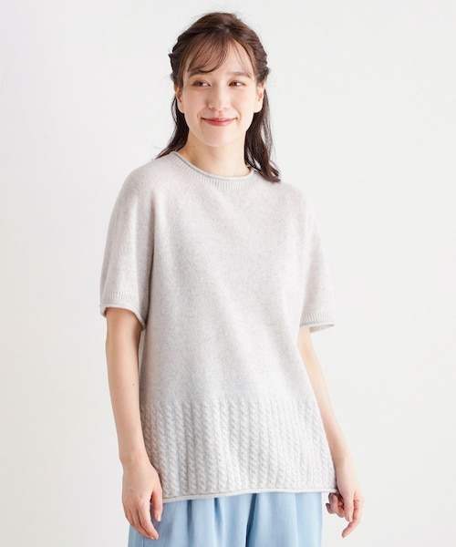 日本製 メリノウール使用 半袖ウール混プルオーバー|ローラ 日本製 メリノウール使用 半袖ウール混プルオーバー|ローラ