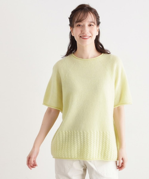 日本製 メリノウール使用 半袖ウール混プルオーバー|ローラ 日本製 メリノウール使用 半袖ウール混プルオーバー|ローラ