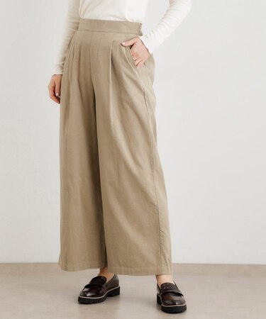 【Sサイズあり／ウエストゴム】細畝コーデュロイ セミワイドパンツ