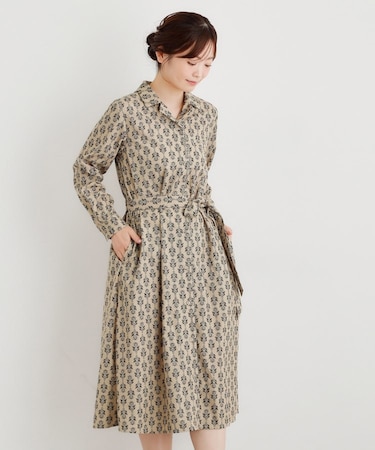 【WEB限定／洗える／M‐LL 3サイズ／羽織に使える】シュルートン柄コーデュロイワンピース