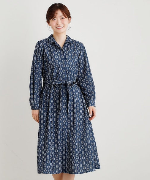 【WEB限定／洗える／M‐LL 3サイズ／羽織に使える】シュルートン柄コーデュロイワンピース