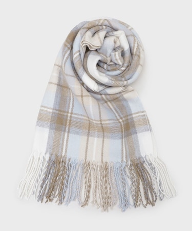 ウール混チェックストール