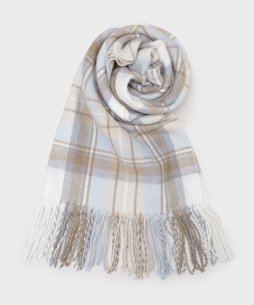 ウール混チェックストール