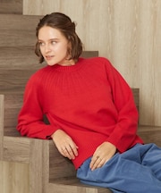 【洗える／同素材アイテムあり】求心ケーブル編み プルオーバーニット