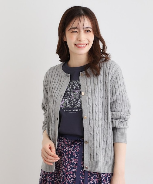 【洗える／同素材アイテムあり】ケーブル編み ニットカーディガン