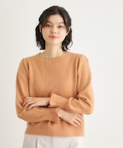 【FOX混／洗える／袖口フリル】 柄編みプルオーバーニット