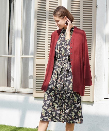 【洗える/ジャージ素材/同柄アイテムあり】ベリーズ スペースド柄ワンピース